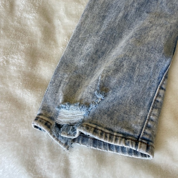 Almost Famous Light Blue Dad Distressed Straight Leg Jeans - Picture 9 of 13